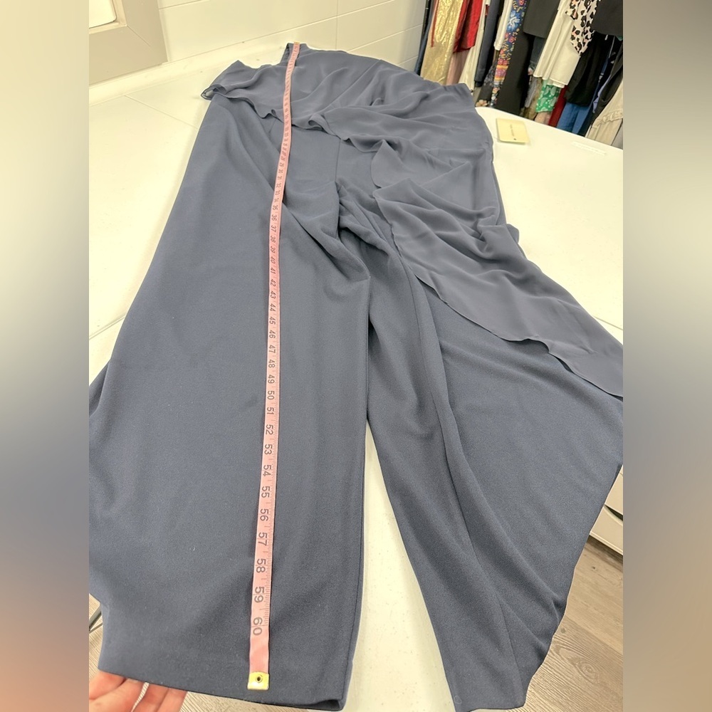 NWT Adrianna Papell Chiffon And Crepe Jumpsuit Midnight Navy Blue Plus - Picture 9 of 16